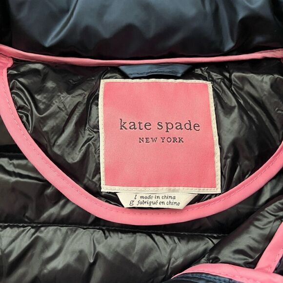 Navy Kate Spade Puffer Jacket with hidden hood Size L - Picture 3 of 10